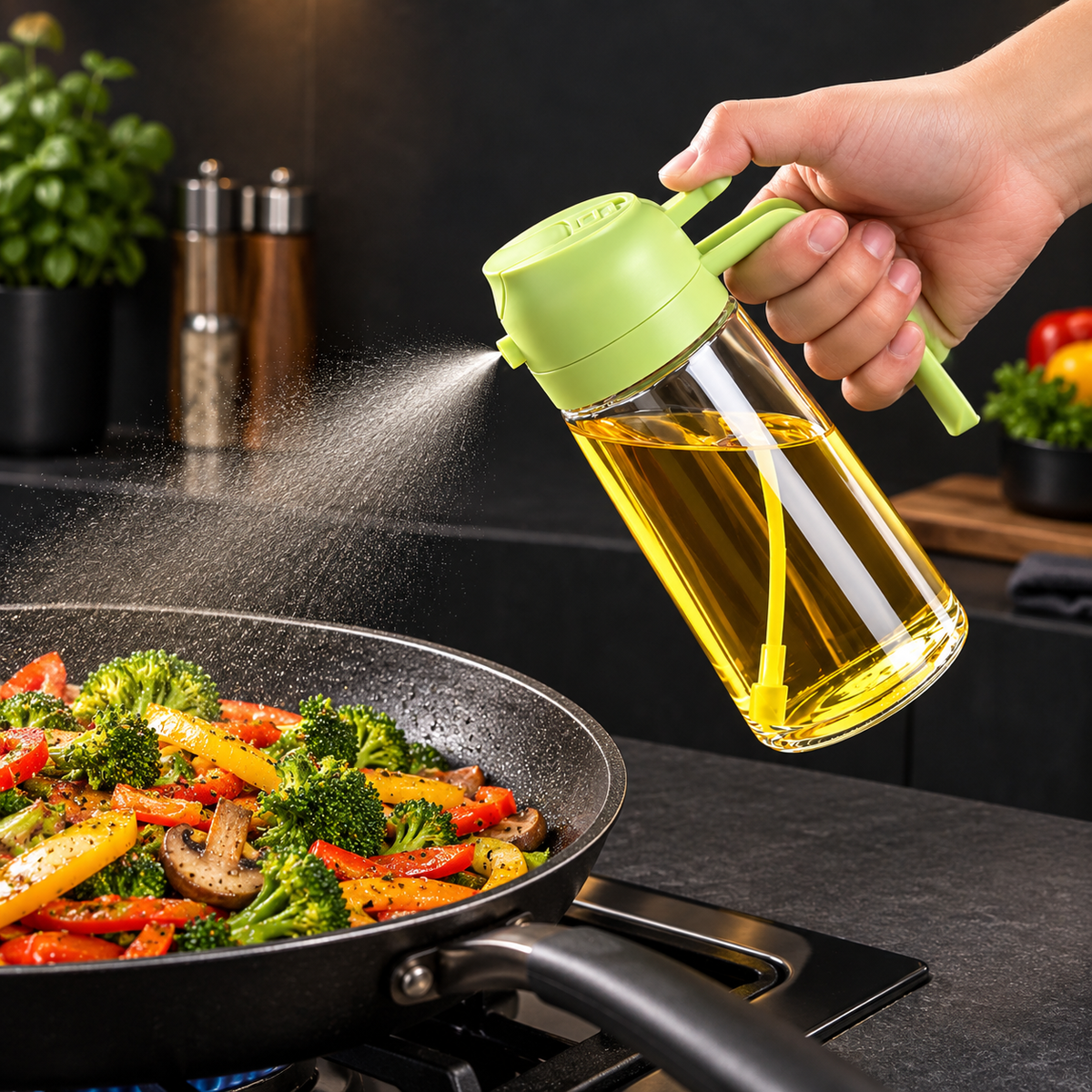 2-in-1 Glass Oil Sprayer & Dispenser Bottle