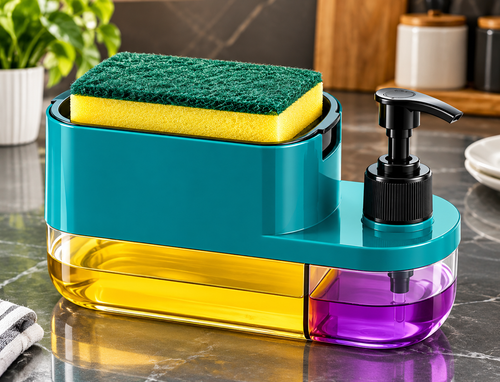 3-in-1 Plastic Soap Dispenser with Sponge Holder